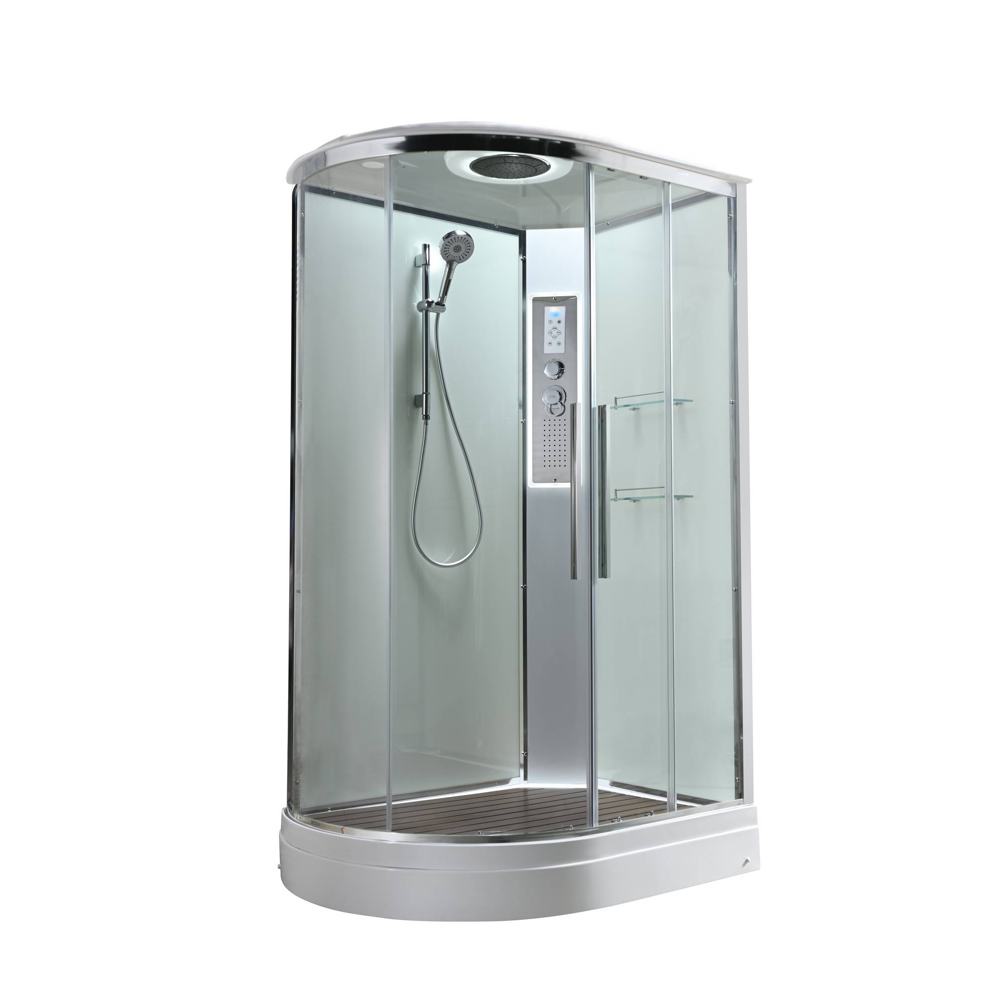 Душевая кабина AvaCan 120x80 EM2812RLEDT с гидромассажем и подсветкой стекло прозрачное профиль хром правая 80850₽