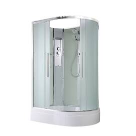 Душевая кабина AvaCan 120x80 EM3812LN без крыши, стекло матовое, профиль хром, левая