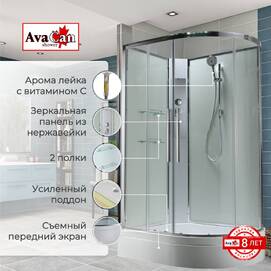 Душевая кабина AvaCan 120x80 EM3812LNT без крыши, стекло прозрачное, профиль хром, левая