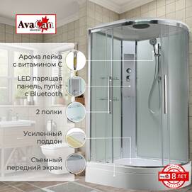 Душевая кабина AvaCan 120x80 EM3812LT стандартная, стекло прозрачное, профиль хром, левая