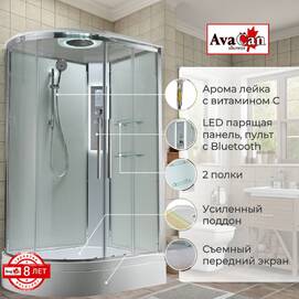 Душевая кабина AvaCan 120x80 EM3812RLEDT с подсветкой, гидромассажем, стекло прозрачное, профиль хром, правая