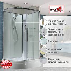 Душевая кабина AvaCan 120x80 EM3812RNT без крыши, стекло прозрачное, профиль хром, правая