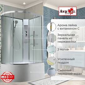Душевая кабина AvaCan 120x80 EM5812RNT без крыши, стекло прозрачное, профиль хром, правая