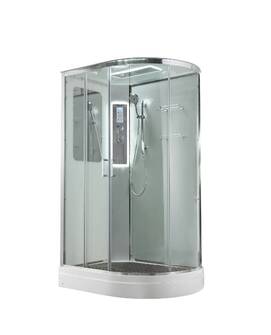Душевая кабина AvaCan 120x90 A2912LLED с подсветкой, гидромассажем, стекло прозрачное, профиль хром, левая