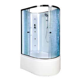 Душевая кабина AvaCan 120x90 EM5012LNLED+GM без крыши с гидромассажем, подсветкой, узорчатое, хром, левая