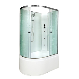 Душевая кабина AvaCan 120x90 EM5012RNGM без крыши с гидромассажем, стекло узорчатое, профиль хром, правая