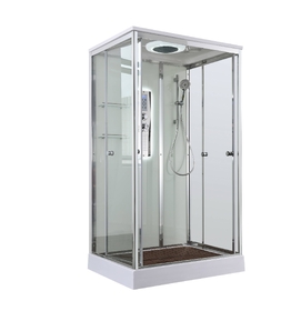 Душевая кабина AvaCan 120x90 V2012LED с подсветкой, гидромассажем, стекло прозрачное, профиль хром