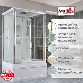 Душевой бокс AvaCan 120x90 V5012 стандартная, стекло прозрачное, профиль хром