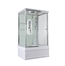 Душевая кабина с ванной AvaCan 120x90 V5012LED с подсветкой, гидромассажем, стекло прозрачное, профиль хром