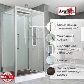 Душевая кабина AvaCan 120x90 Z2912LED с подсветкой, гидромассажем, стекло прозрачное, профиль хром