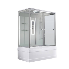 Душевая кабина с ванной AvaCan 150x85 V5015LED с подсветкой, гидромассажем, стекло прозрачное, профиль хром