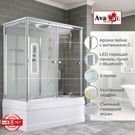 Душевой бокс AvaCan 160x85 V5016LED с подсветкой, и гидромассажем, стекло прозрачное, профиль хром