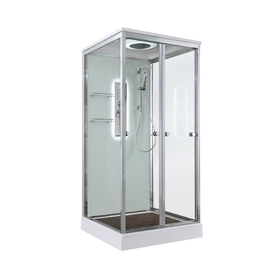 Душевая кабина AvaCan 80x80 V2080LED с подсветкой, гидромассажем, стекло прозрачное, профиль хром