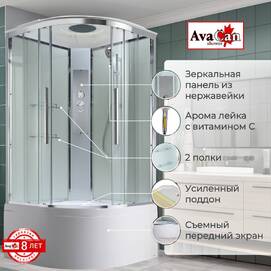 Душевая кабина AvaCan 90x90 EM5090T стандартная, стекло прозрачное, профиль хром