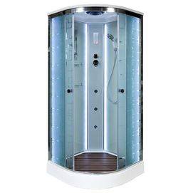 Душевая кабина AvaCan EM1580LED+GM 80x80 с электрикой и гидромассажем, стекло с рисунком, профиль хром