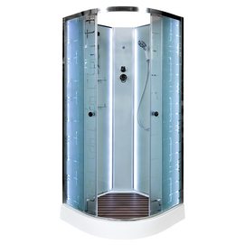 Душевая кабина AvaCan EM1580NLED 80x80 без крыши, с подсветкой, стекло с рисунком, профиль хром