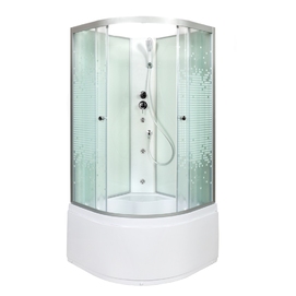 Душевая кабина AvaCan L910NGM 100x100 без крыши с гидромассажем, стекло с рисунком, профиль хром