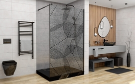 Душевая перегородка AvaCan MB110 110x200 стекло с рисунком, профиль черный матовый