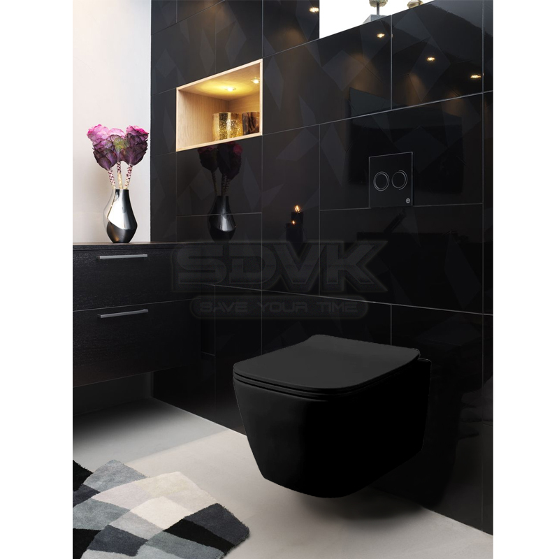 Унитаз подвесной безободковый Azario Boca AZ-2002-MB 34,5 см, с крышкой ...