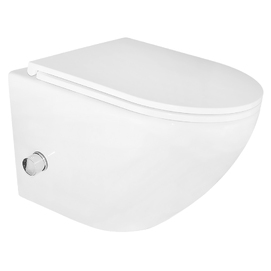 Унитаз подвесной Azario Grado AZ-046E-NR с крышкой микролифт, каскадный смыв, с функцией биде, белый