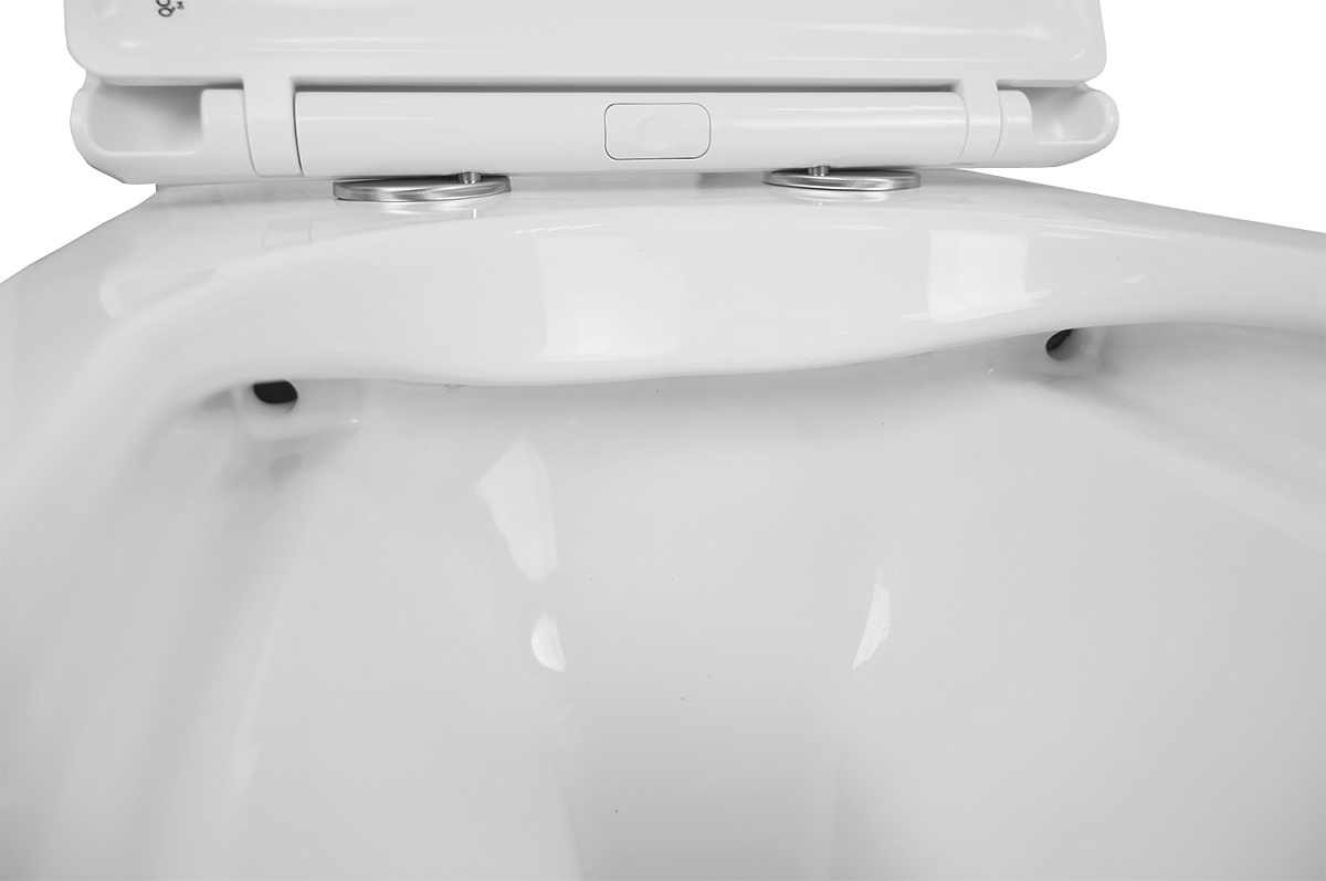 Унитаз подвесной безободковый Azario Moneo AZ-0062 с крышкой микролифт, белый, цвет хром - фото 8