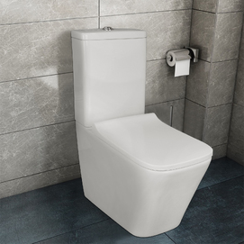 Фото Унитаз-компакт напольный Azario Quadro AZ-2175 UQ1 с крышкой микролифт, смыв торнадо, белый