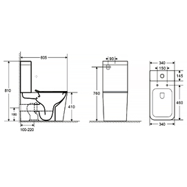 Фото Унитаз-компакт напольный Azario Quadro AZ-2175 UQ1 с крышкой микролифт, смыв торнадо, белый