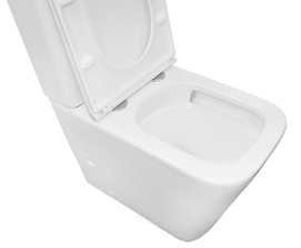 Фото Унитаз-компакт напольный Azario Quadro AZ-2175 UQ1 с крышкой микролифт, смыв торнадо, белый