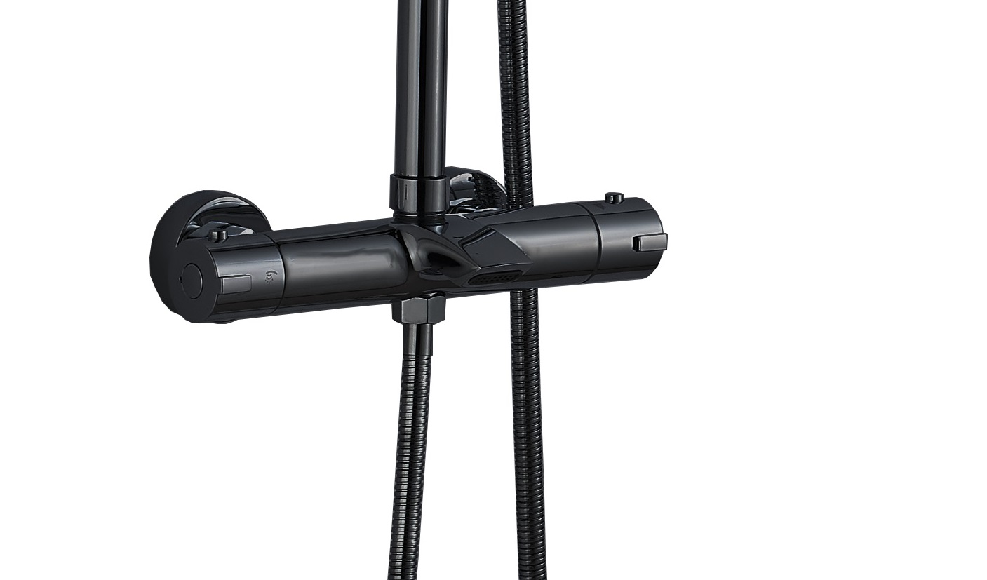 Душевая стойка BOCH MANN Oglio b ts BM9649 с термостатом и изливом черная 17600₽