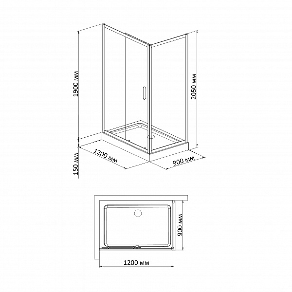 Душевой уголок BandHours MikeSideRectangular 912 90x120 180521301 47442₽