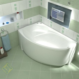 Акриловая ванна Bas Флорида 160х90 В 00038 белая глянцевая, без гидромассажа, с каркасом и сливом, левая