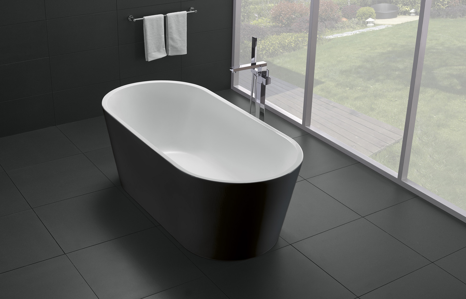 Акриловая ванна BelBagno 180x80 BB71-1800-NERO-W0 черная с белым, размер 180x80, цвет черный - фото 2