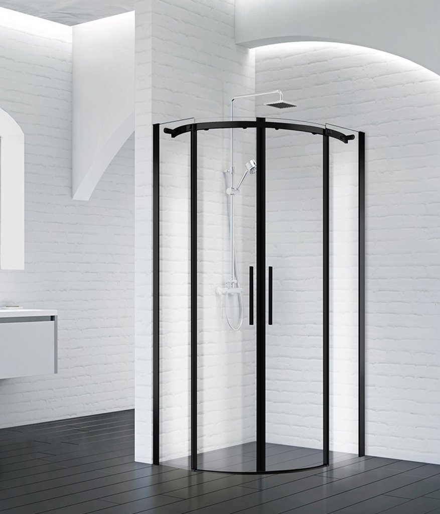 Душевой уголок BelBagno Acqua 90х90 ACQUA-R-2-90-C-NERO стекло прозрачное, профиль черный, без поддона