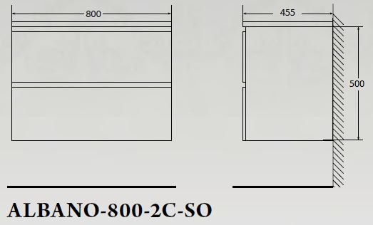 Тумба под раковину BelBagno Albano 80 см ALBANO-800-2C-SO-CVG подвесная, Cemento Verona Grigio, цвет бежевый - фото 2