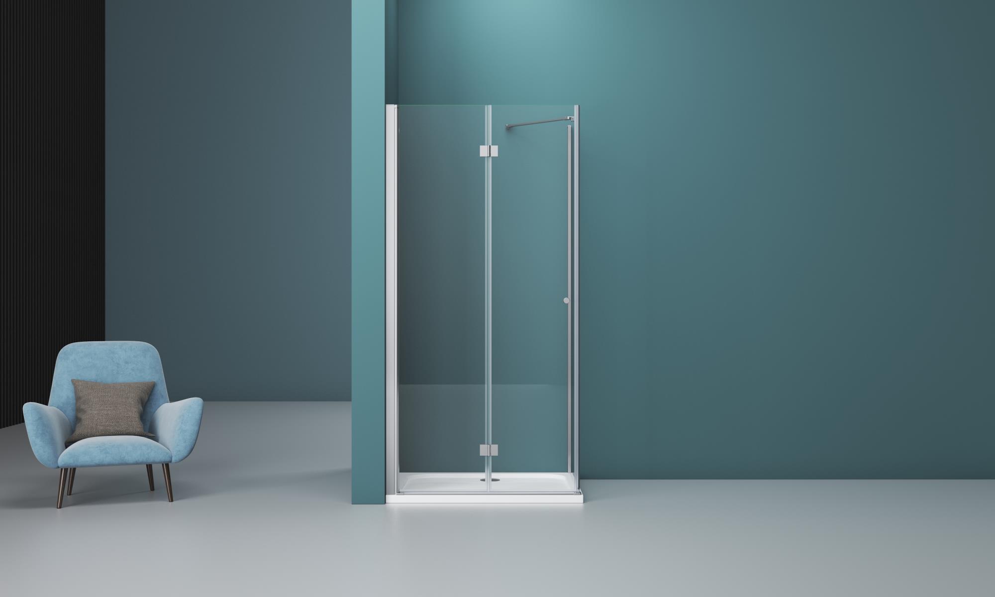 Душевой уголок BelBagno Albano 100x80 ALBANO-ASH-1-100/80-C-Cr стекло прозрачное, профиль хром, без поддона, размер 100x80 - фото 2