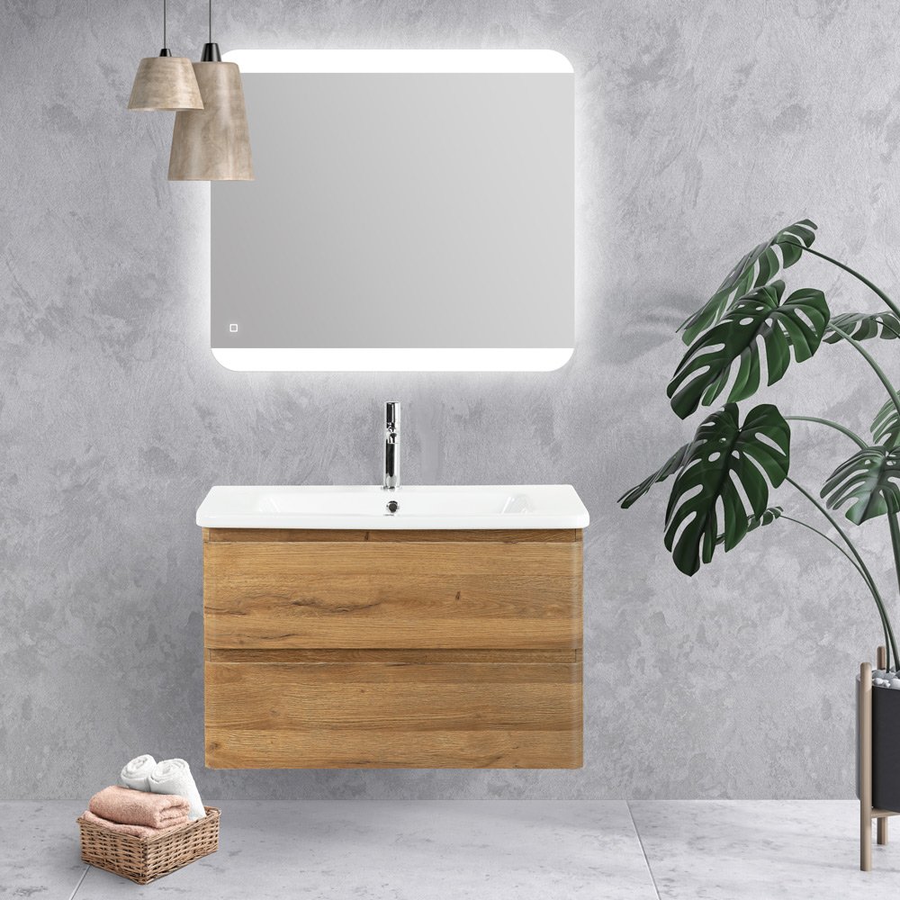 Мебель для ванной комнаты BelBagno Albano-Cer 105 см подвесная, 2 ящика, Rovere Rustico, цвет дуб