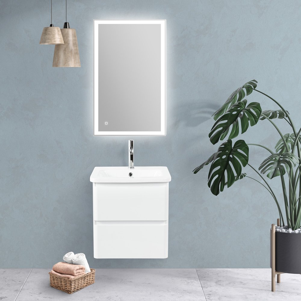 Мебель для ванной комнаты BelBagno Albano-Cer 50 см подвесная, 2 ящика, белая, цвет белый глянец ALBANO-CER-500-2C-SO-BL - фото 2