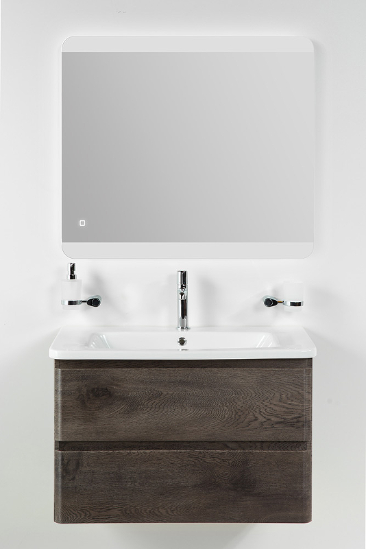 Мебель для ванной комнаты BelBagno Albano-Cer 80 см подвесная, 2 ящика, Robere Nature Grigio, цвет серый ALBANO-CER-800-2C-SO-RNG - фото 2