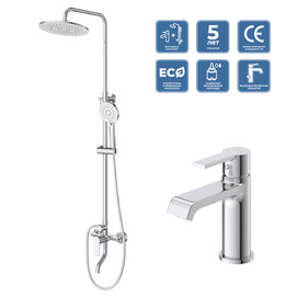 Комплект смесителей BelBagno Aurora AURORA-VSCM/LVM-CRM для ванны и душа, для раковины, хром