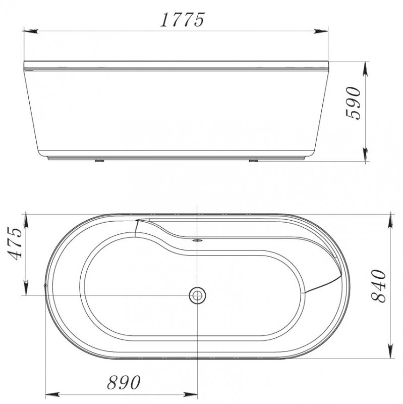 Акриловая ванна BelBagno BB14-K 178x84 белая, размер 178x84, цвет белый - фото 7