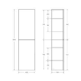 Фото Пенал BelBagno Due 40 см DUE-1500-2A-SC-NOCE-P подвесной, Noce
