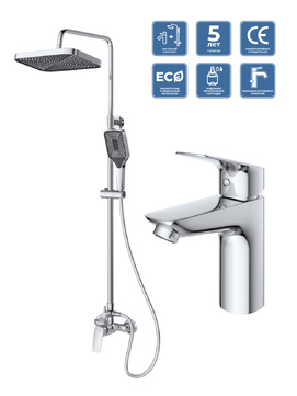 Комплект смесителей BelBagno Due DUE-DOCM/LVM-CRM для ванны и душа, для раковины, хром