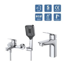 Комплект смесителей для ванны и раковины BelBagno Due DUE-VASM/LVM-CRM хром