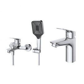 Фото Комплект смесителей для ванны и раковины BelBagno Due DUE-VASM/LVM-CRM хром