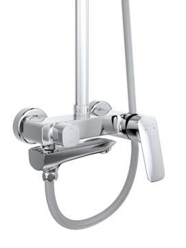 Фото Душевая стойка BelBagno Due DUE-VSCM-CRM с изливом, оружейная сталь