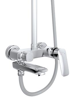 Фото Душевая стойка BelBagno Due DUE-VSCM-CRM с изливом, оружейная сталь
