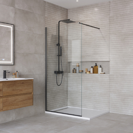 Душевая перегородка BelBagno Kraft Walk In 100х195 KRAFT-L-1-100-C-NERO стекло прозрачное, профиль черный