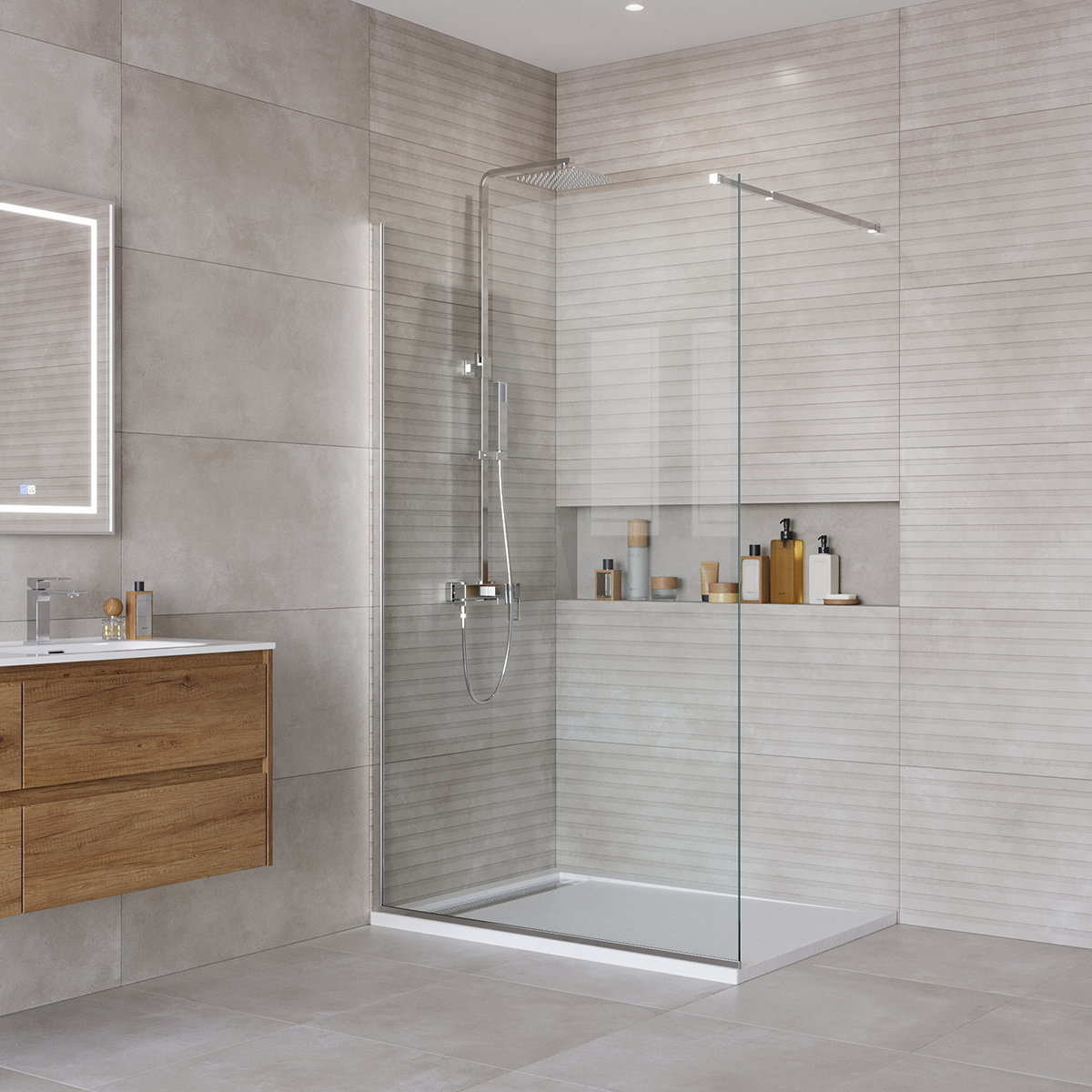 Душевая перегородка BelBagno Kraft Walk In 110х195 KRAFT-L-1-110-C-Cr стекло прозрачное профиль хром 16540₽
