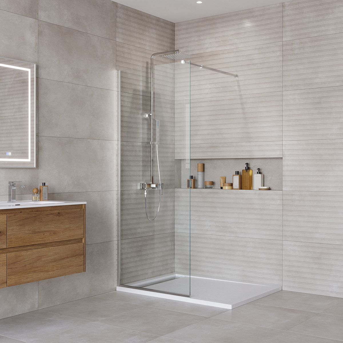 Душевая перегородка BelBagno Kraft Walk In 80х195 KRAFT-L-1-80-C-Cr стекло прозрачное профиль хром 14540₽