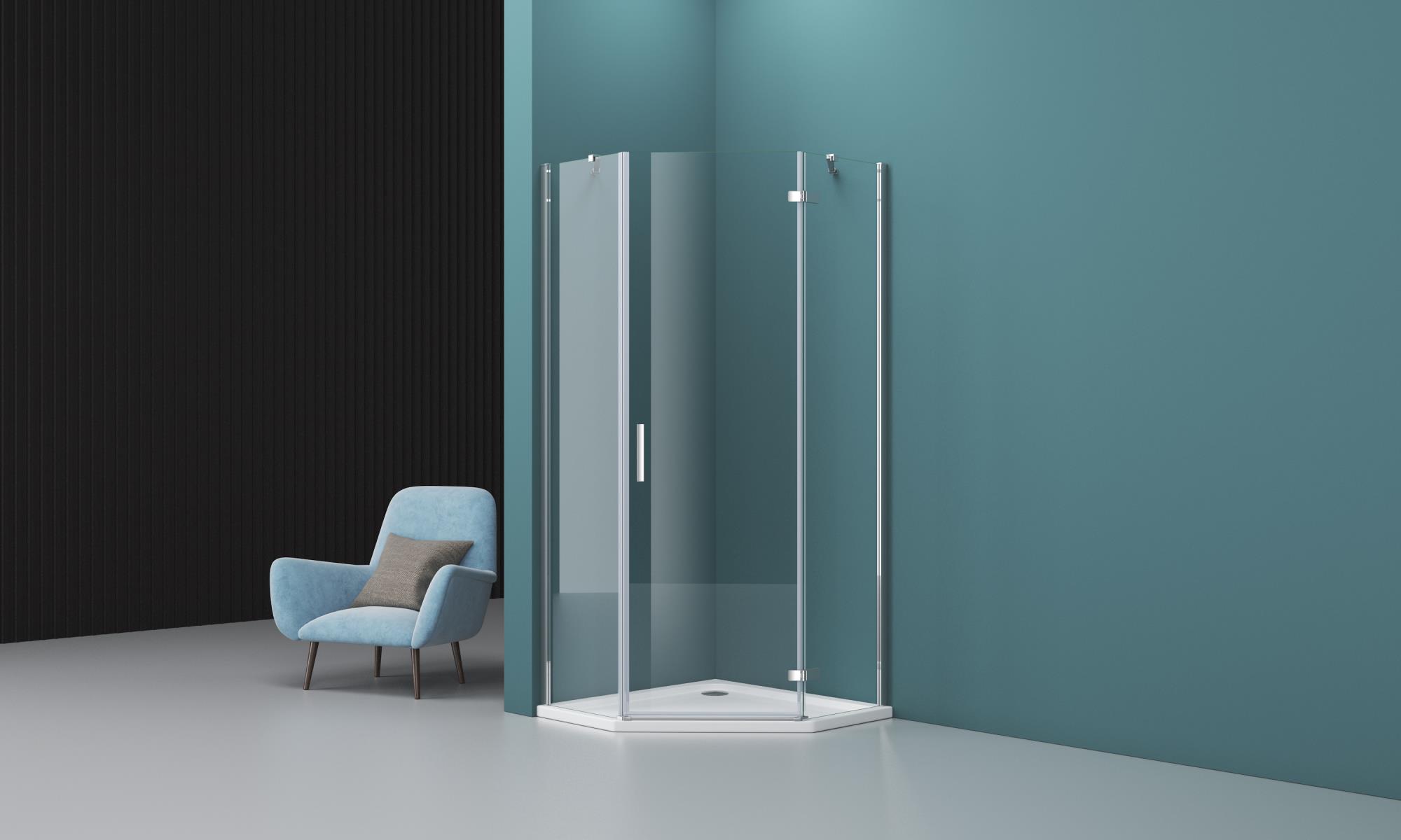 Душевой уголок BelBagno Kraft 100x100 KRAFT-P-1-100-C-Cr-R стекло прозрачное, профиль хром, без поддона